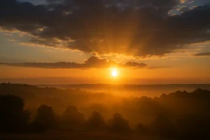 Amanecer entre las nubes.